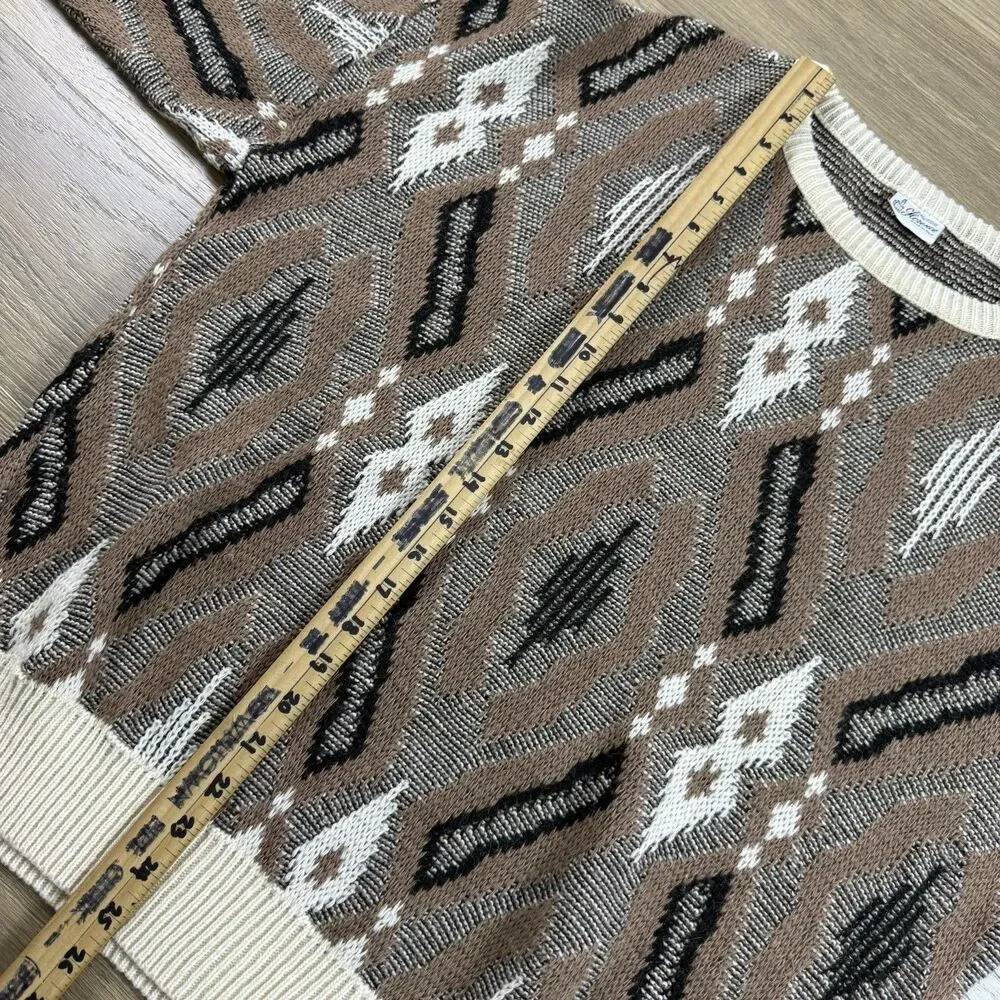 Maglificio Florence Sweater Men XL Vintage 90s Geometric Crew Wool Blend Italy